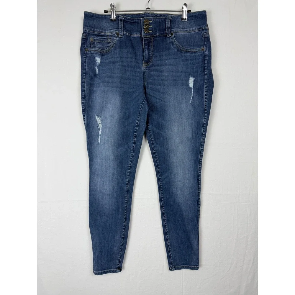 Torrid Premium Jeggings‎ Jeans Women's 16R Blue Distressed High Rise Denim